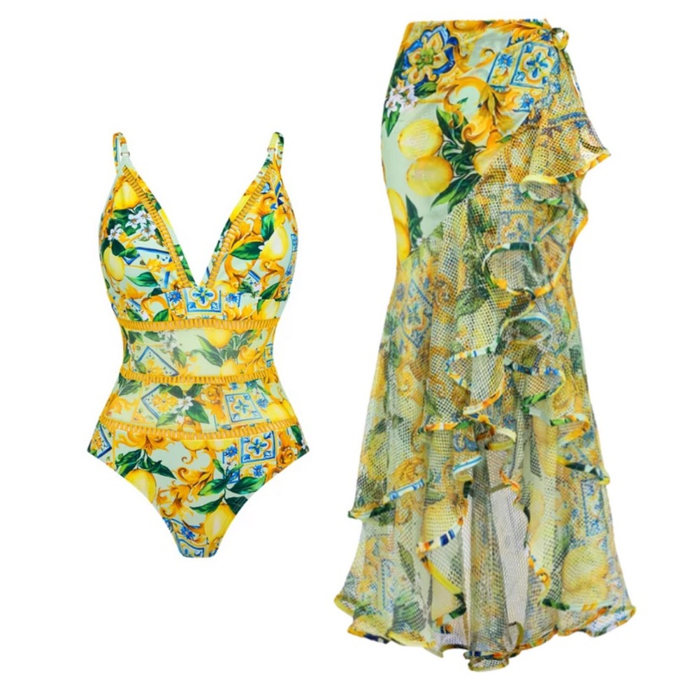 One Piece and Sarong wrap skirt Set